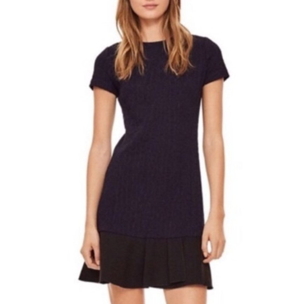 TORY BURCH Navy Blue and Black Quilted Jaquard XS